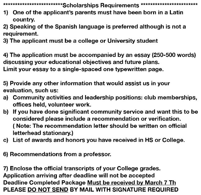 Scholarship Requirements